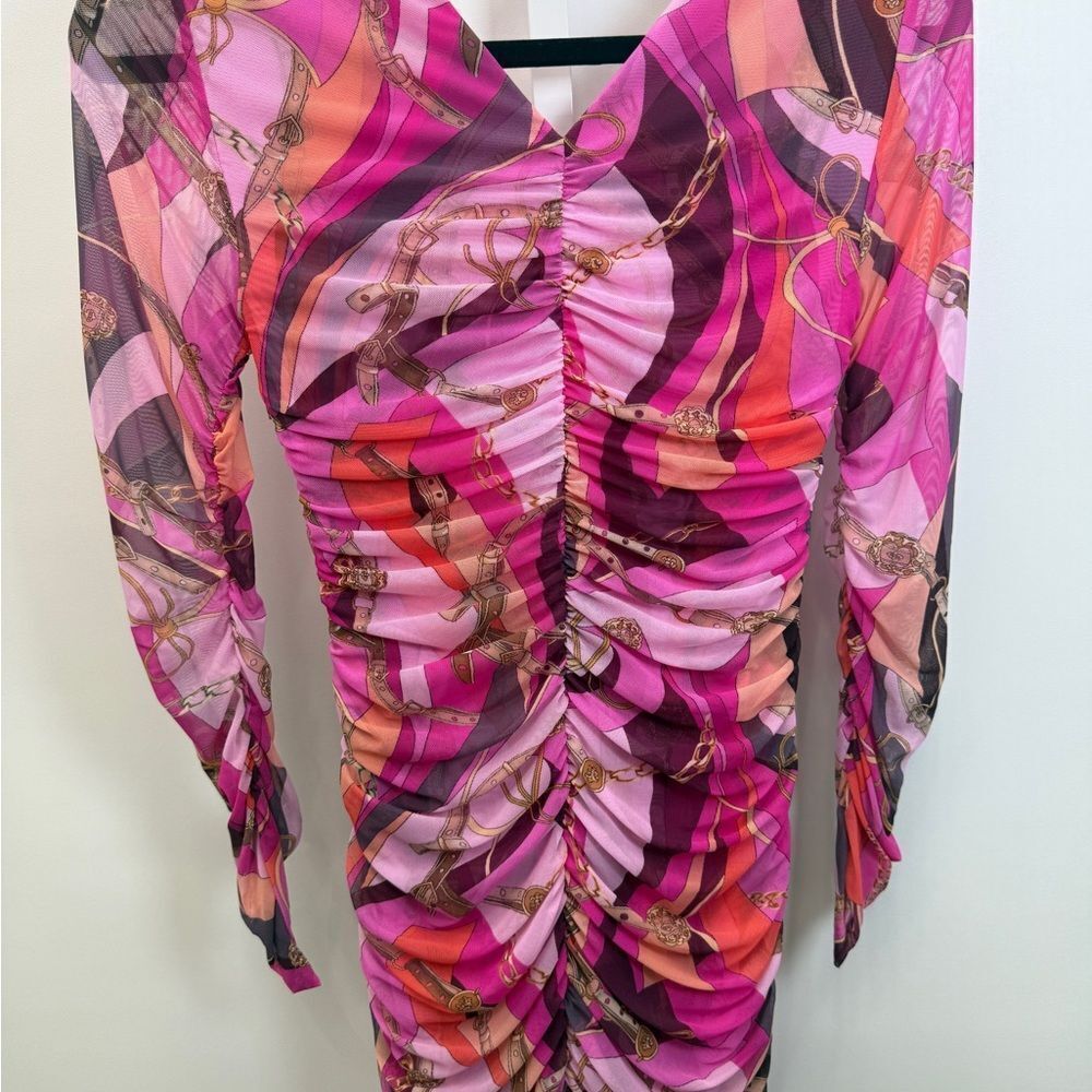 L'AGENCE Lolissa Rushed Long Sleeve Mesh Mini Dress Size 4 NWT - Picture 6 of 8